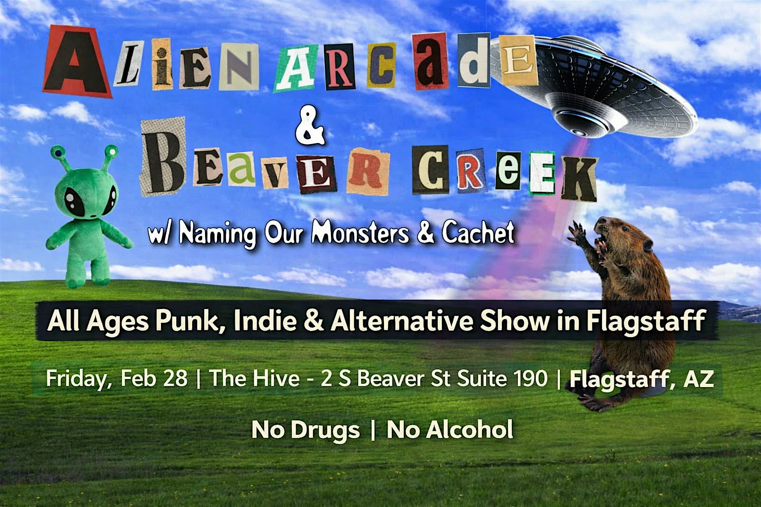 Alien Arcade & Beaver Creek w/ Naming Our Monsters + Cachet — All Ages Punk