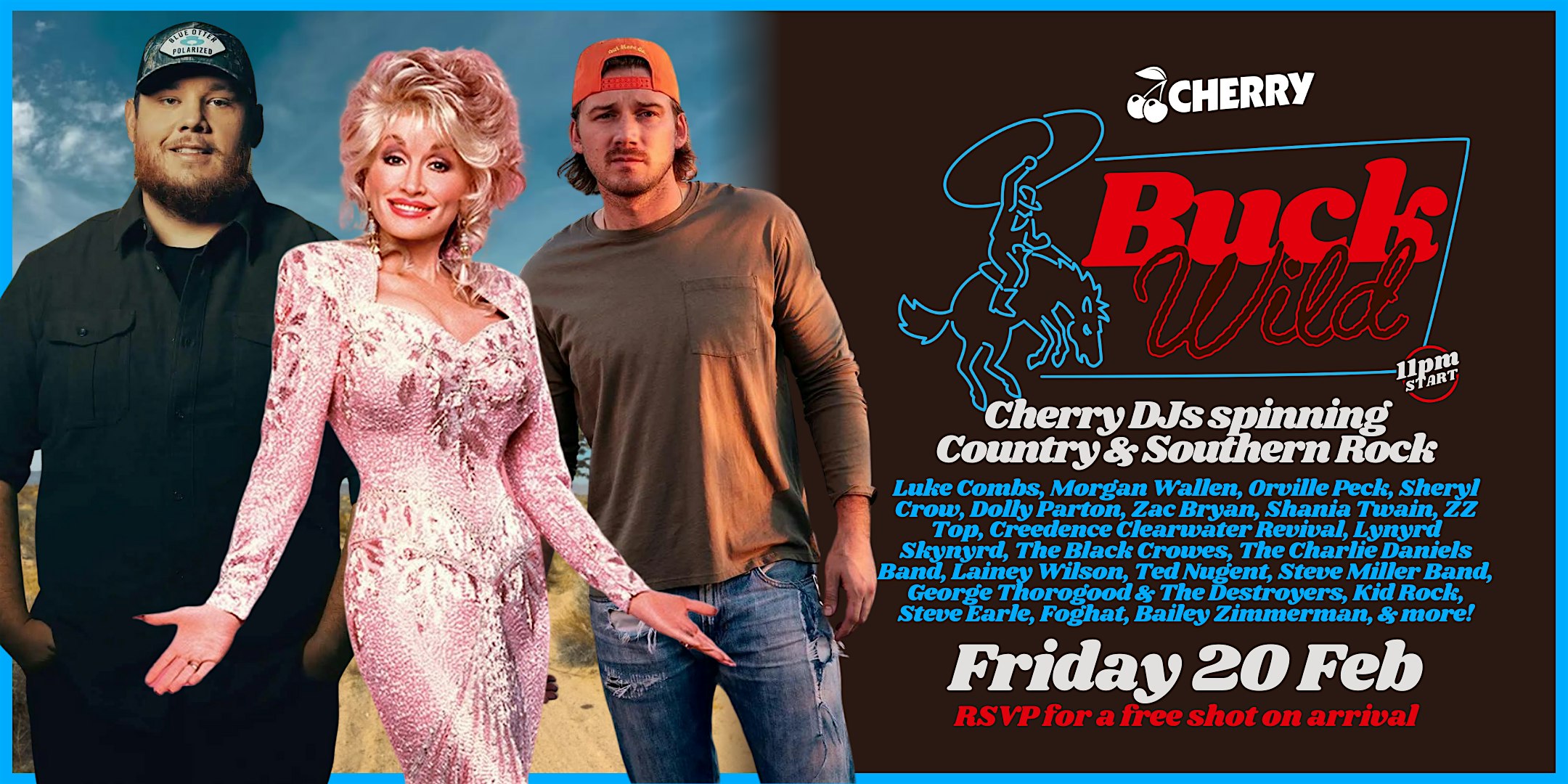 BUCK WILD Country & Southern Rock Party, Friday FEB 20th