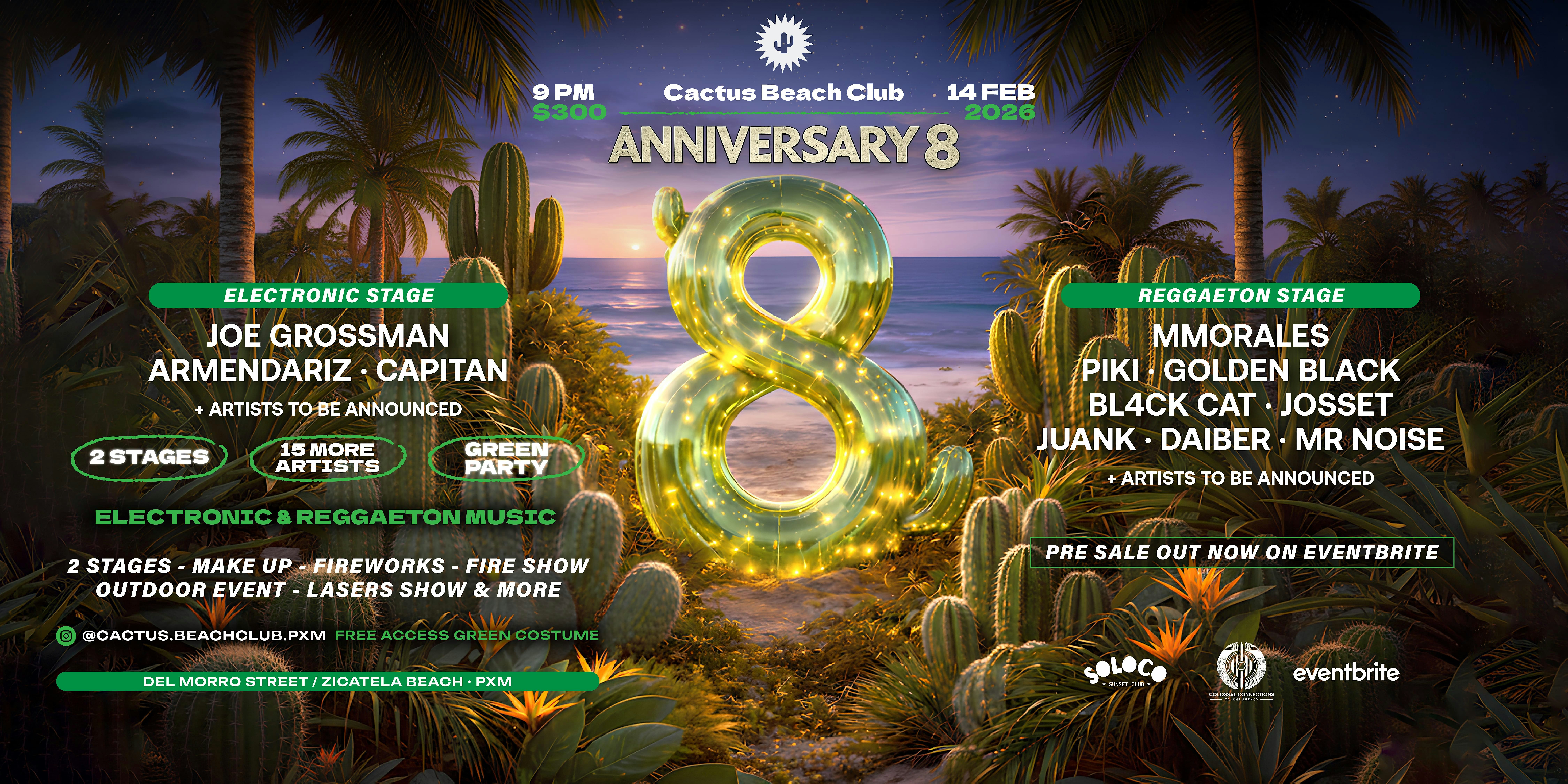 Cactus Beach Club – 8th Anniversary | Green Party 14.02.2026 - 9 PM