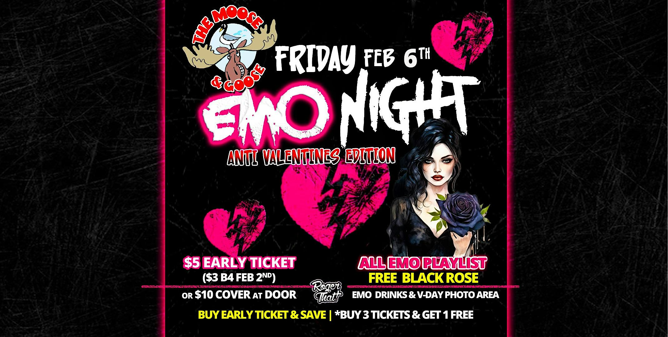 Emo Night- Anti Valentines + Free Black Rose at entry