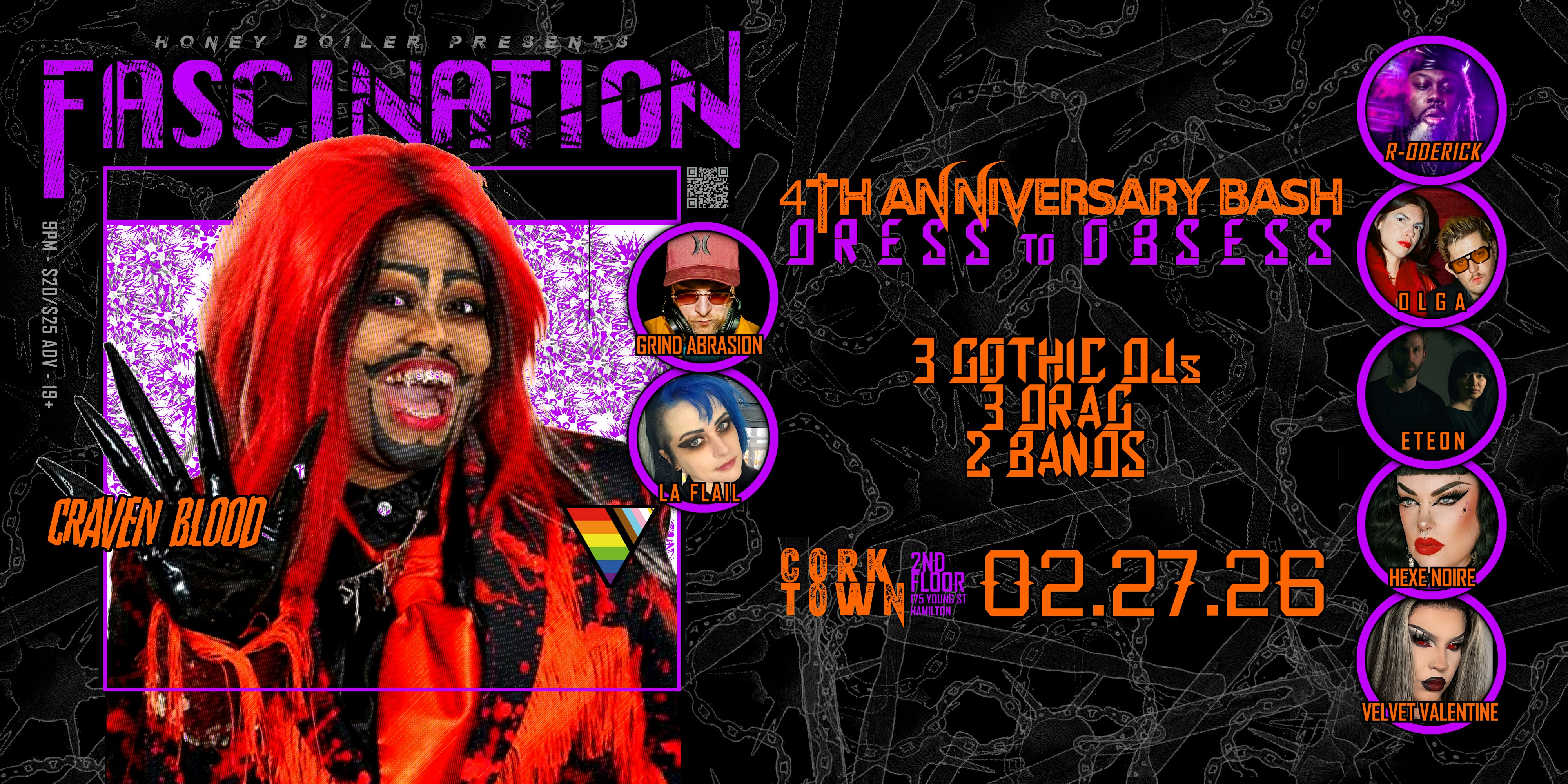 FASCINATION 4TH ANNIVERSARY!! - FRIDAY FEB 27 w 3 GOTH DJs, 2 BANDS, 3 DRAG
