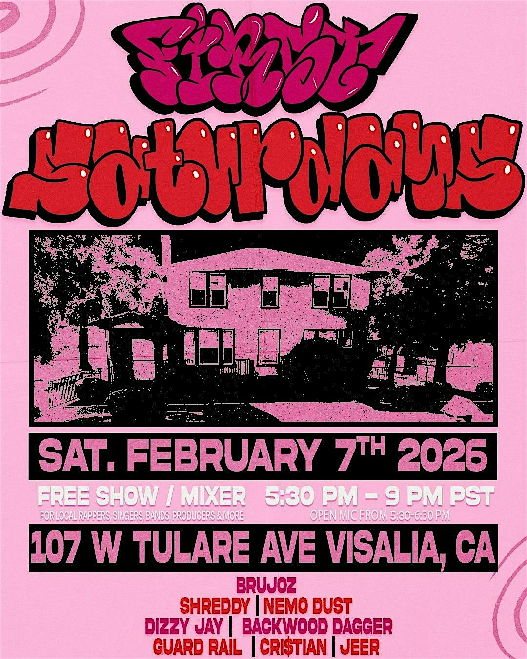 First Saturdays #5 featuring:BRUJOZ,SHREDDY,NEMO DUST,CHRI$TIAN,GUARD RAIL