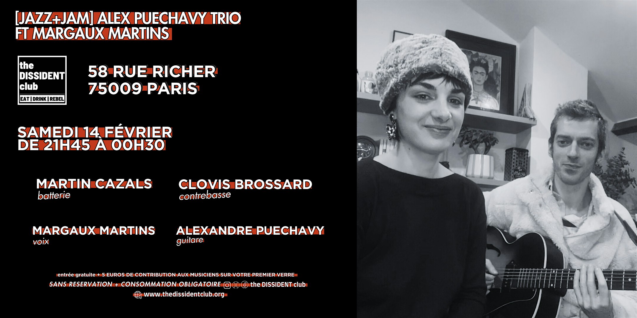 [JAZZ+JAM] Alex Puechavy trio ft Margaux Martins