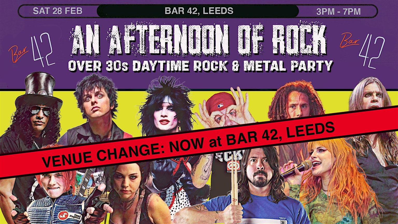 LEEDS An Afternoon of Rock - Rock/Metal for over 30s: 3-7pm- 85% sold