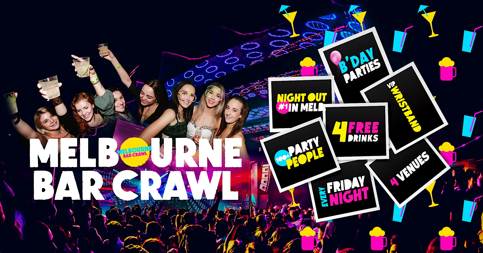 Melbourne Bar Crawl | #1 Friday Night Out (Buy 1 Get 1 Free Special Offer)