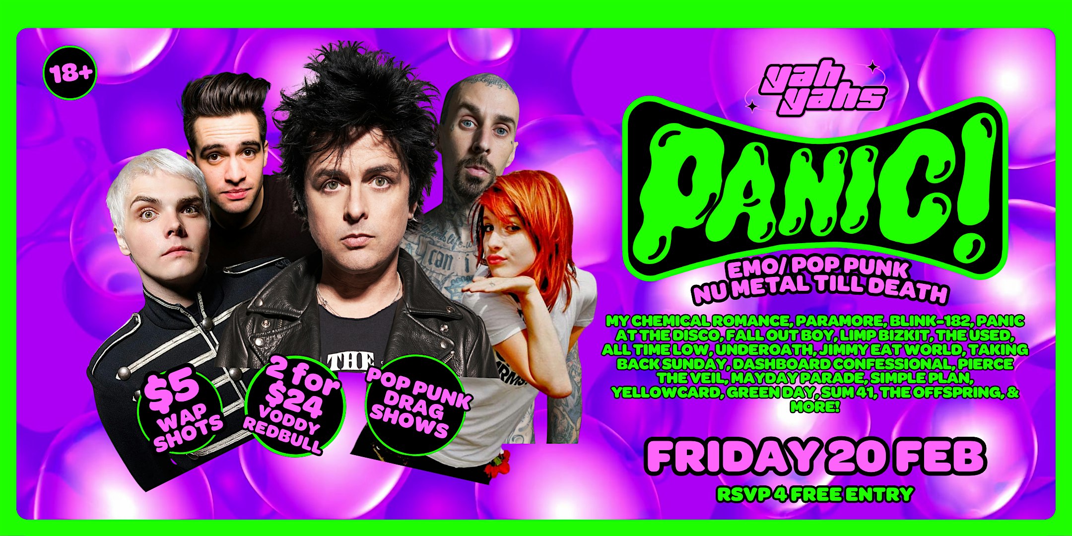 PANIC! Emo/Pop-punk Party FRI FEB 20