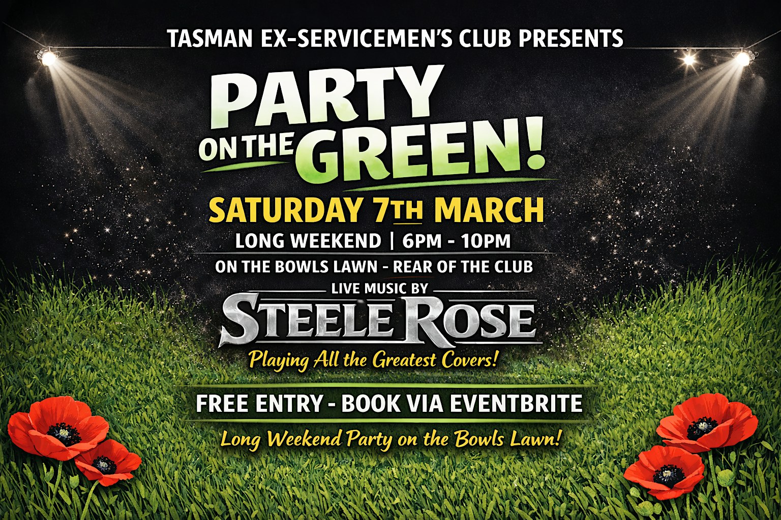 PARTY ON THE GREEN - TASMAN EX-SERVICEMEN'S CLUB - FREE EVENT!