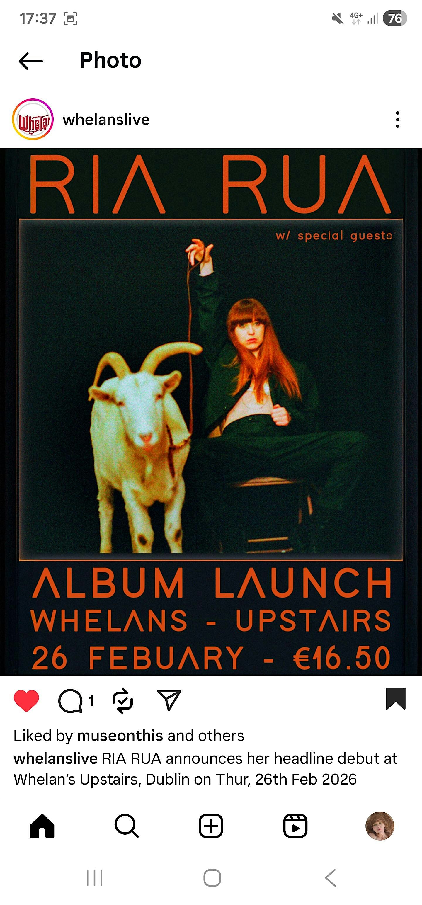 Ria Rua - S C A P E G.O.A.T. TOUR - Cork