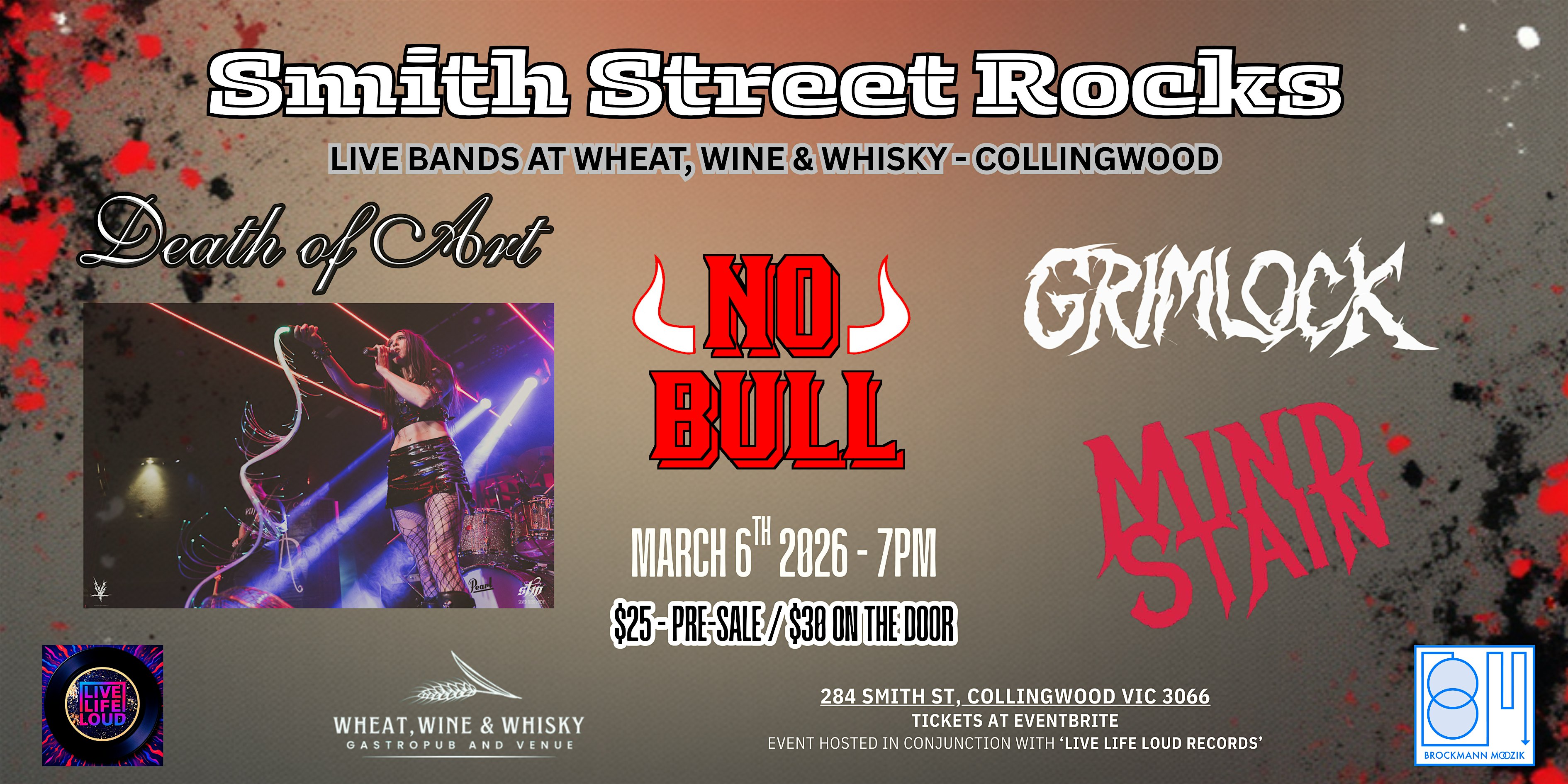 Smith Street Rocks ft. Death Of Art, No Bull (NSW) and more!