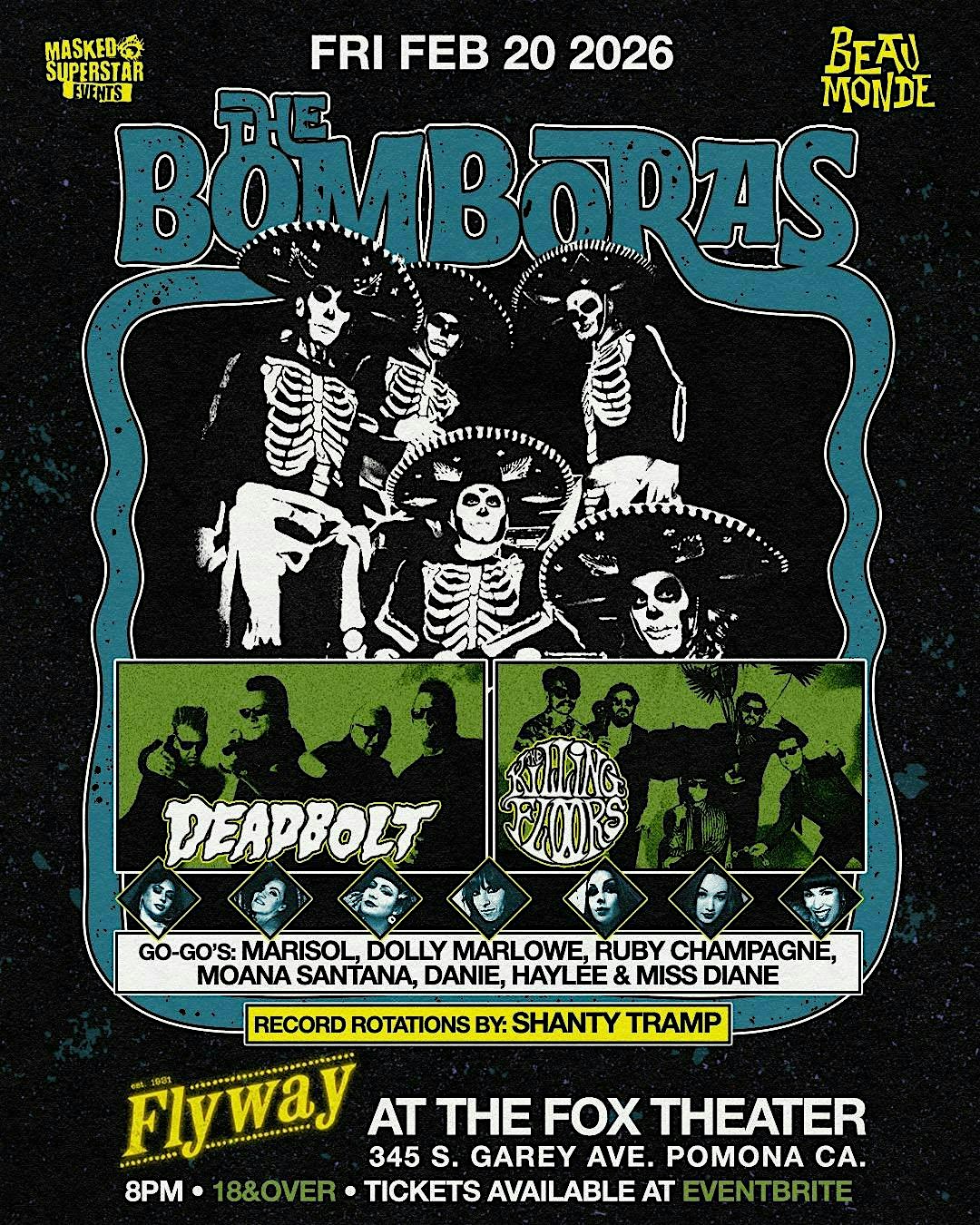 The Bomboras, Deadbolt & The Killing Floors  @ The Flyway in Pomona