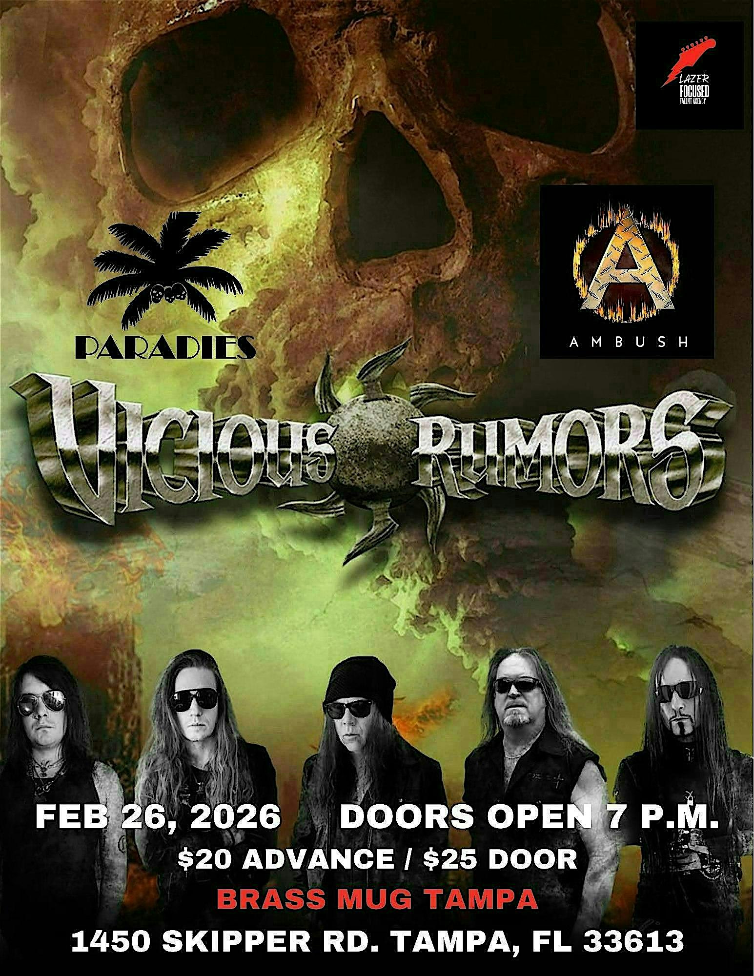 VICIOUS RUMORS ASYLUM TOUR with AMBUSH & PARADIES
