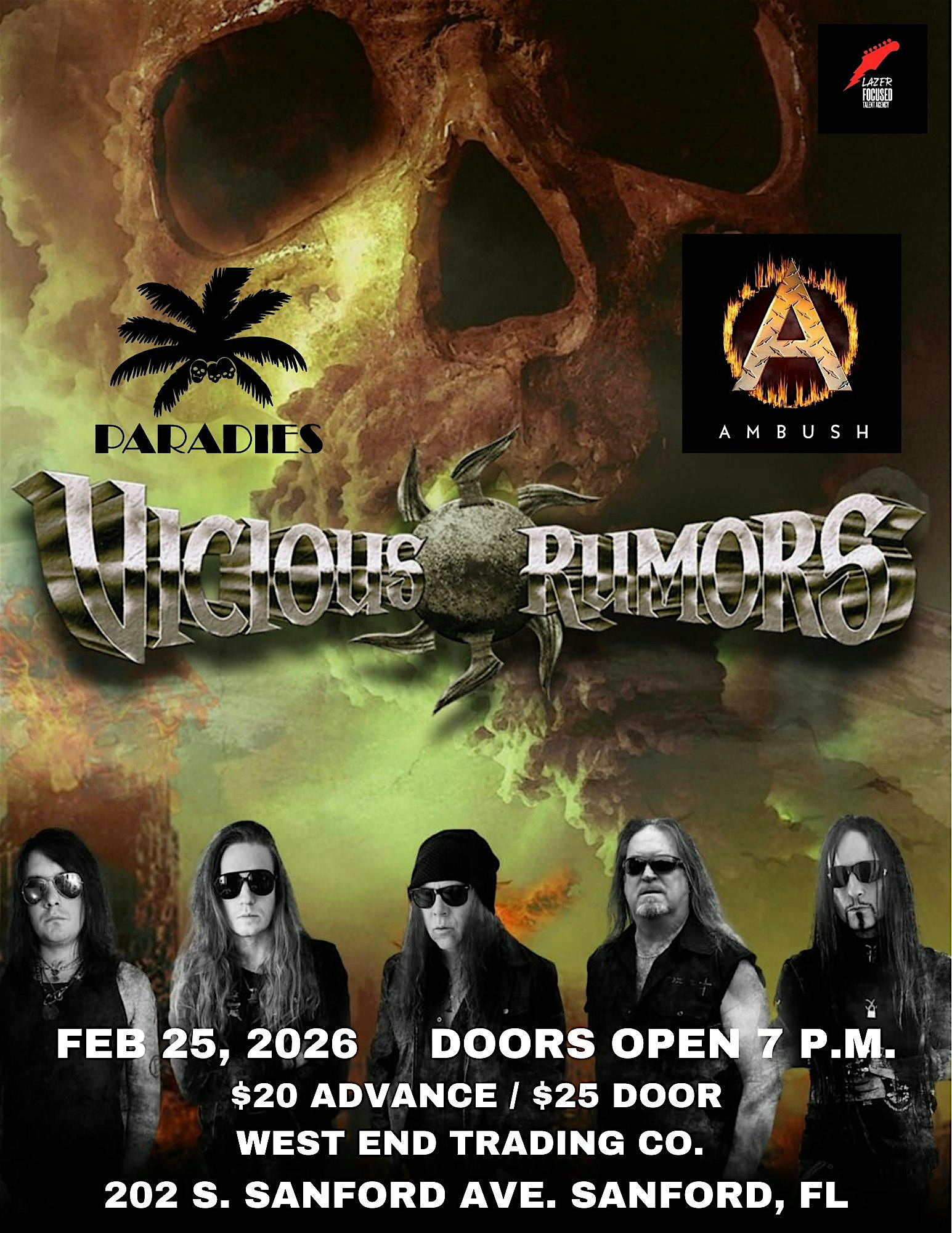 VICIOUS RUMORS - US ASYLUM TOUR 2026 with AMBUSH & PARADIES